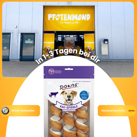 DOKAS Ochsenspirale Mit Hühnerbrust - 24 Stück, Je 110g, Kauvergnügen Aus Rinderhaut & Hähnchenfilet